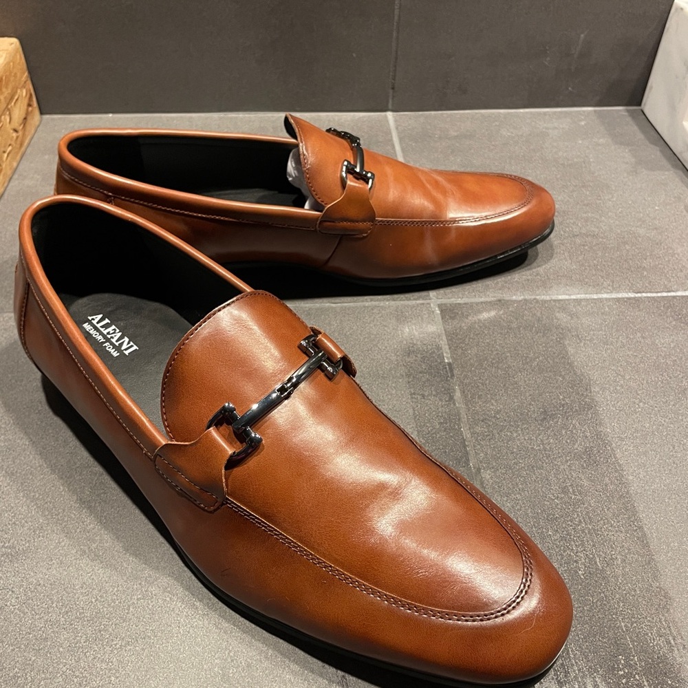 Alfani Brown Loafers with Sleek Horsebit Detail